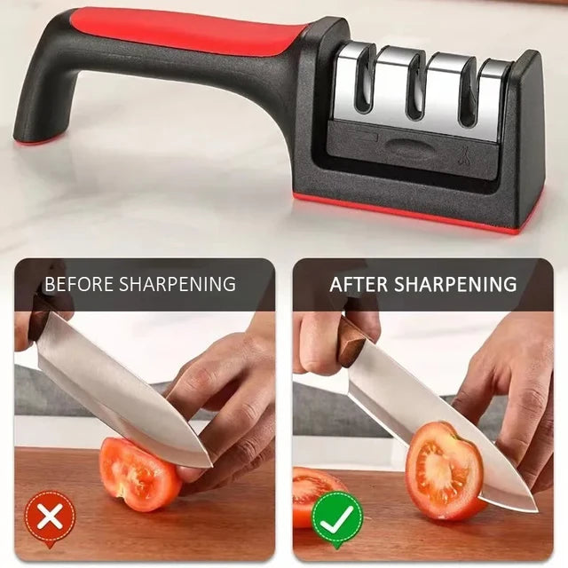 Kitchen knife sharpener and more than one knife can be used